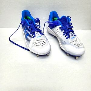 Under Armour Baseball Cleat Mens 8.5 White and Blue Sports Shoes Blue White